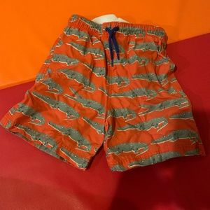 Mini boden alligator swim trunks boys size 7-8y